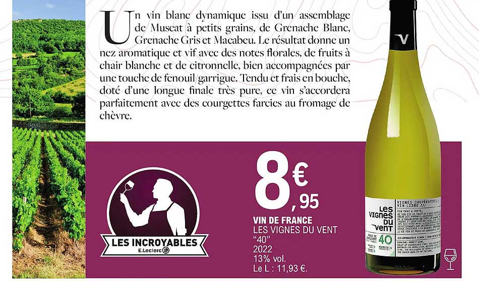 vin de france les vignes du vent "40" 2022