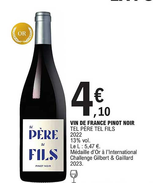 vin de france pinot noir tel père tel fils 2022