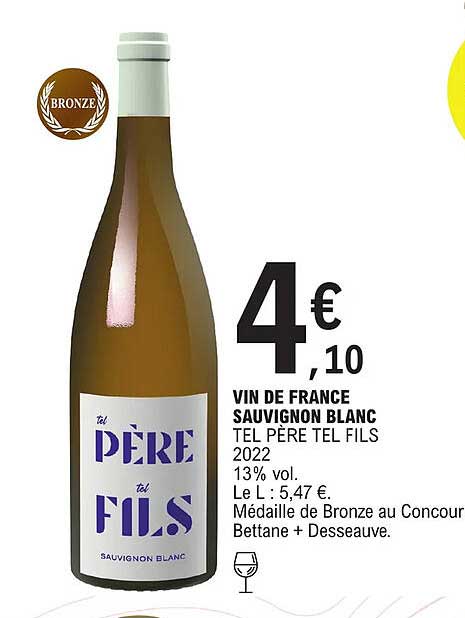 vin de france sauvignon blanc tel père tel fils 2022