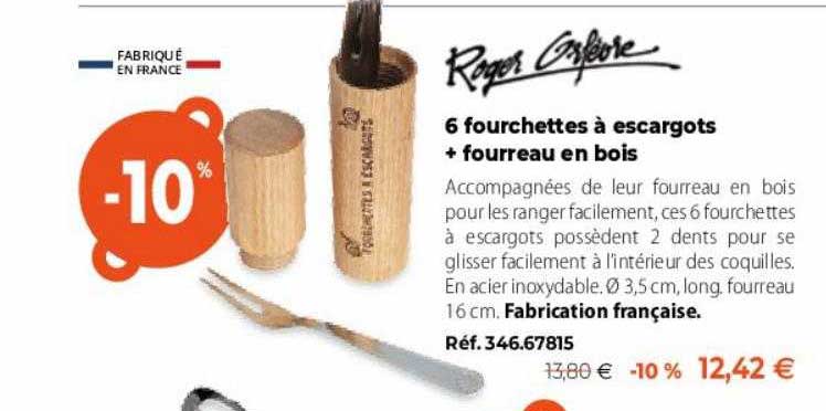 6 fourchettes à escargots + fourreau en bois