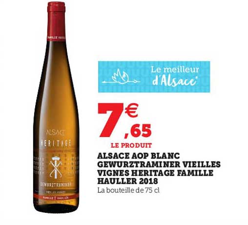 alsace aop blanc gewurztraminer vieilles vignes héritage famille hauller 2018