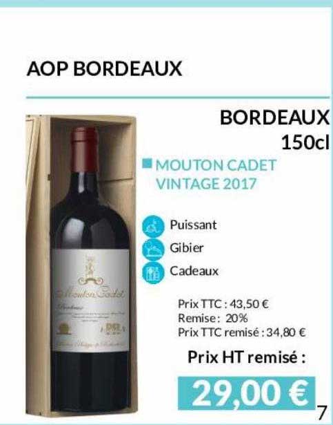 aop bordeaux bordeaux 150cl mouton cadet vintage 2017