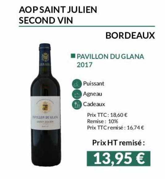aop saint julien second vin bordeaux pavillon du glana 2017
