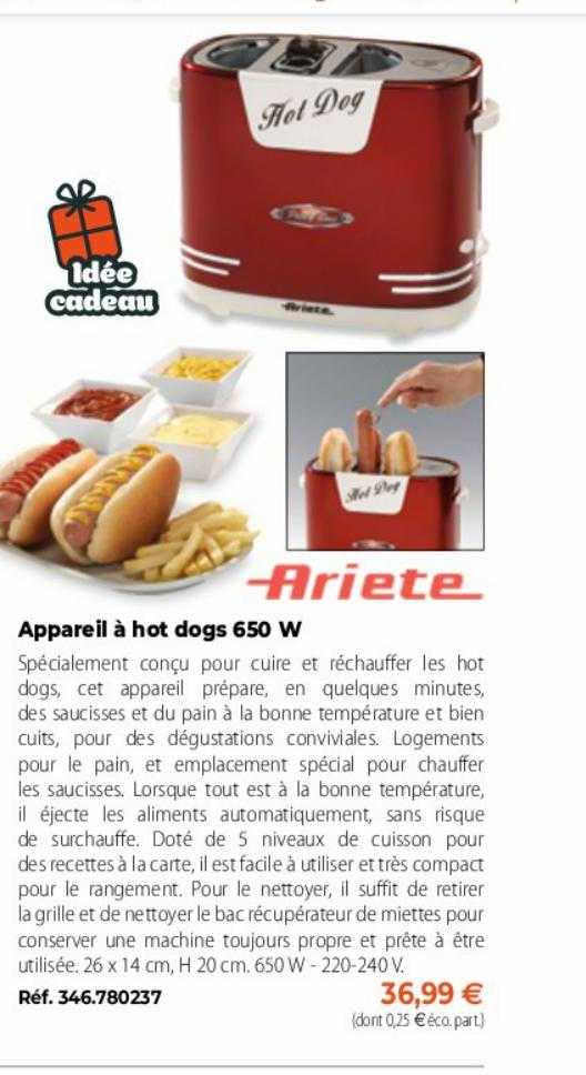 appareil à hot dogs 650 w ariete