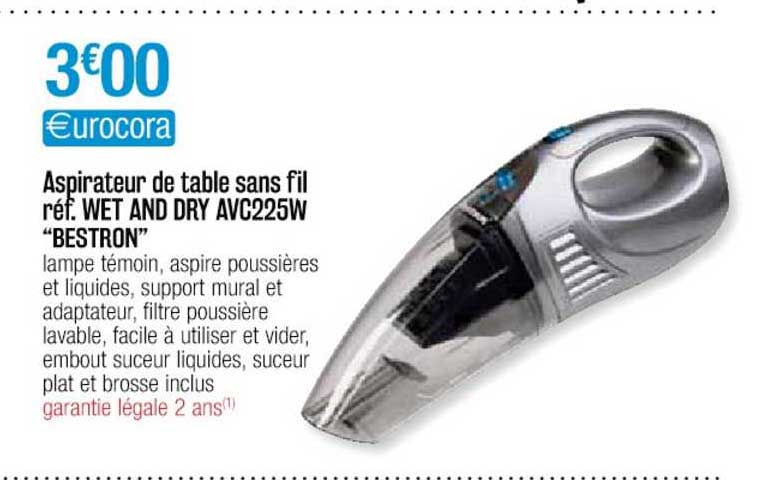 aspirateur de table sans fil réf. wet and dry avc225w "bestron"