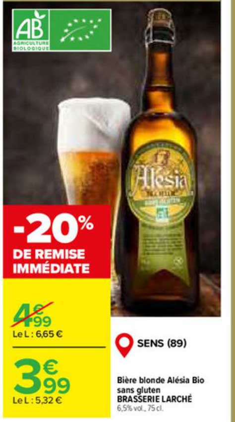 bière blonde alésia bio sans gluten brasserie larché