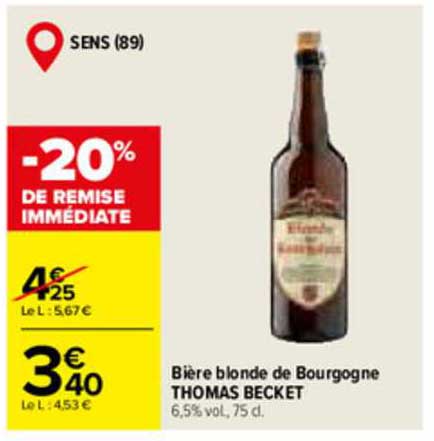 Bière Blonde De Bourgogne Thomas Becket