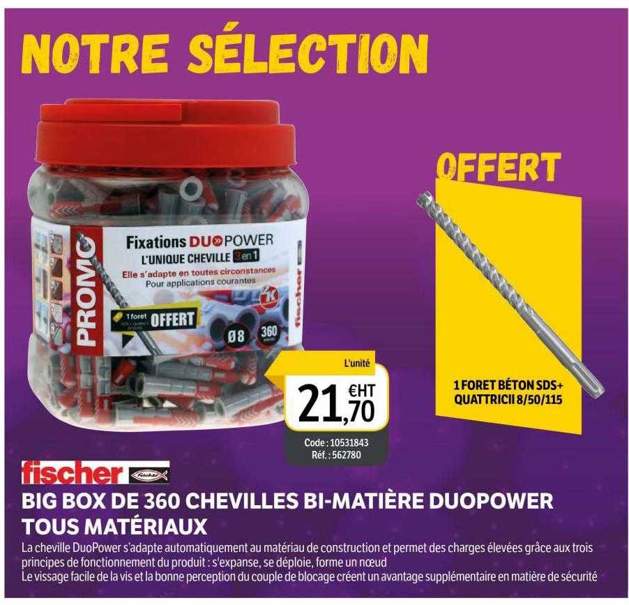 big box de 360 chevilles bi-matière duopower tous matériaux fischer