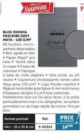 bloc rhodia pascribe grey maya - 120 g-m²