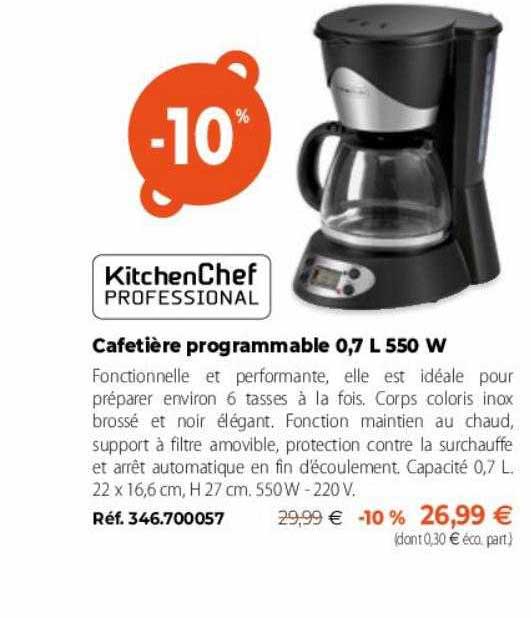 Cafetière Programmable 0,7 L 550 W KitchenChef Professional