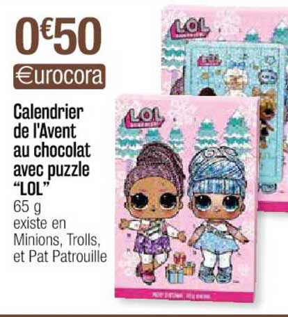 calendrier de l'avent au chocolat avec puzzle "lol"