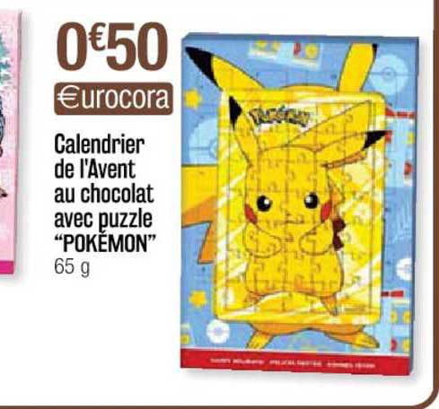 calendrier de l'avent au chocolat avec puzzle "pokémon"