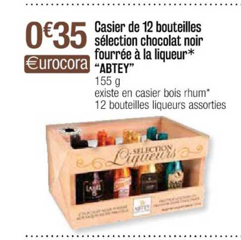casier de 12 bouteilles sélection chocolat noir fourrée à la liqueur "abtey"