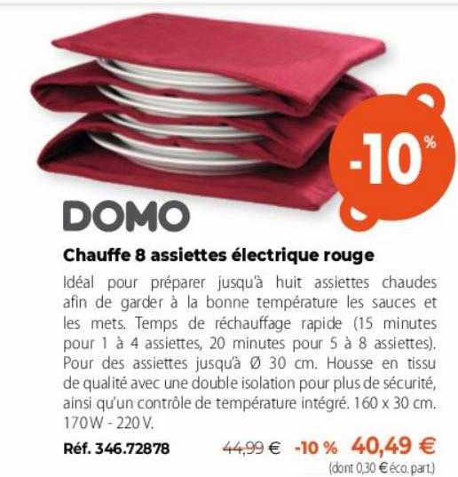 chauffe 8 assiettes électrique rouge domo