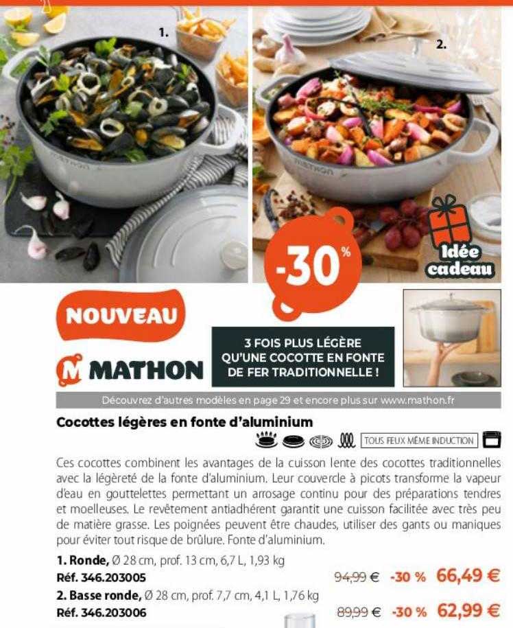 cocottes légères en fonte d'aluminium