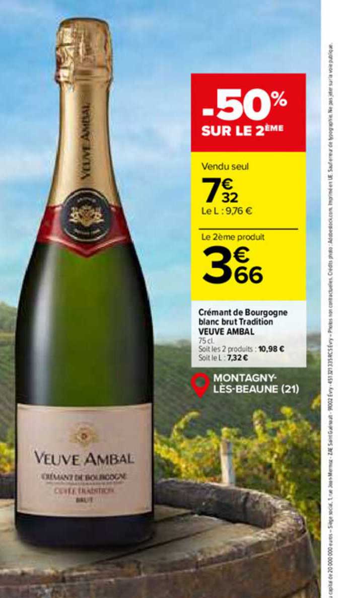 crémant de bourgogne blanc brut tradition veuve ambal