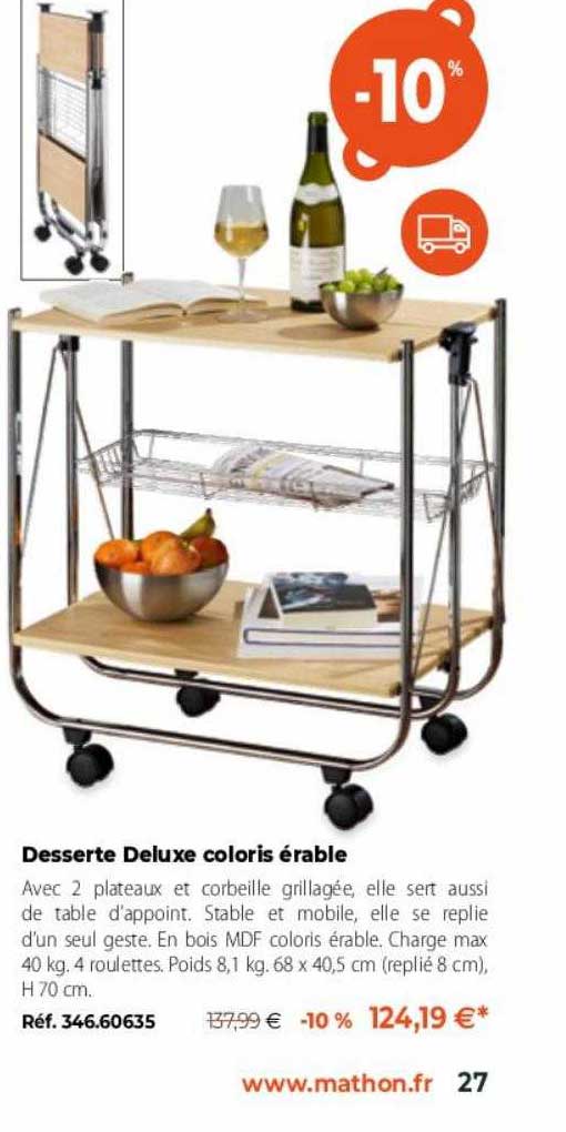 desserte deluxe coloris érable