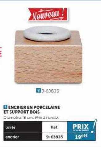 encrier en porcelaine et support bois