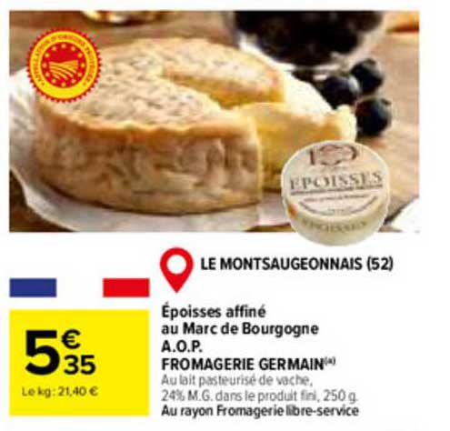 époisses affiné au marc de bourgogne a.o.p. fromagerie germain
