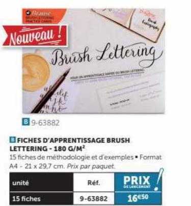 fiches d'apprentissage brush lettering - 180 g-m²