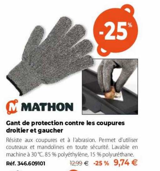 gant de protection contre les coupures droitier et gaucher