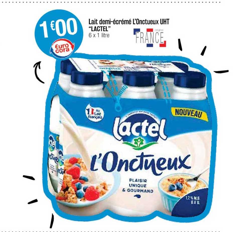 lait demi-écrémé l'onctueux uht "lactel"