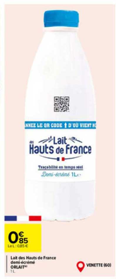 lait des hauts de france demi-écrémé orlait