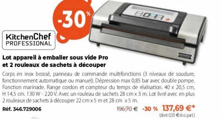 lot appareil à emballer sous vide pro et 2 rouleaux de sachets à déouper