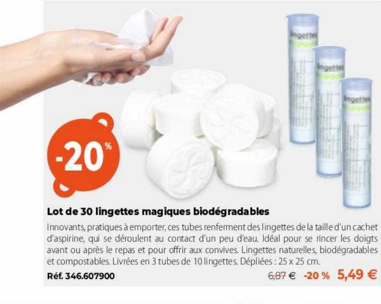 lot de 30 lingettes magiques biodégradables