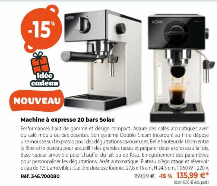 machine à expresso 20 bars solac