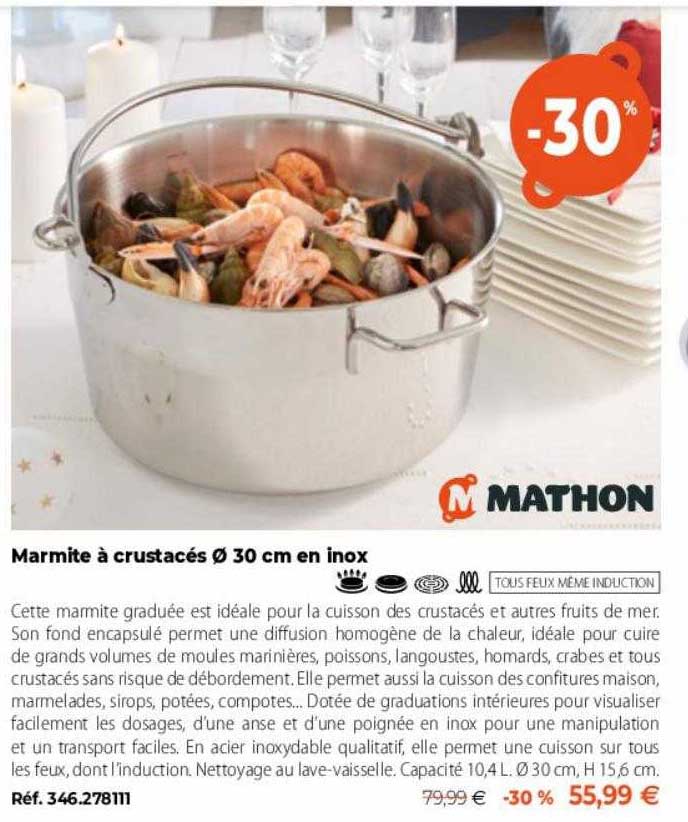 marmite à crustacés ø 30 cm en inox