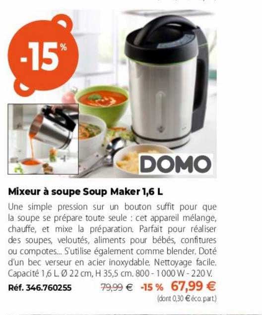 mixeur à soupe soup maker 1,6 l domo