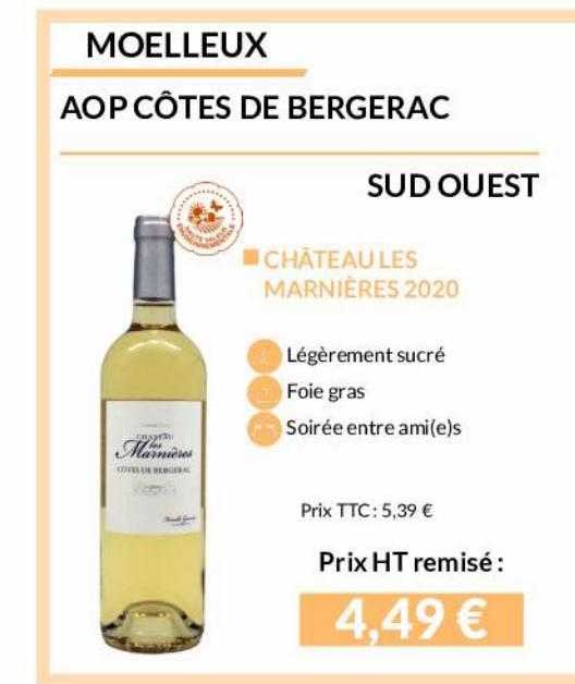 moelleux aop côtes de bergerac sud ouest château les marnières 2020