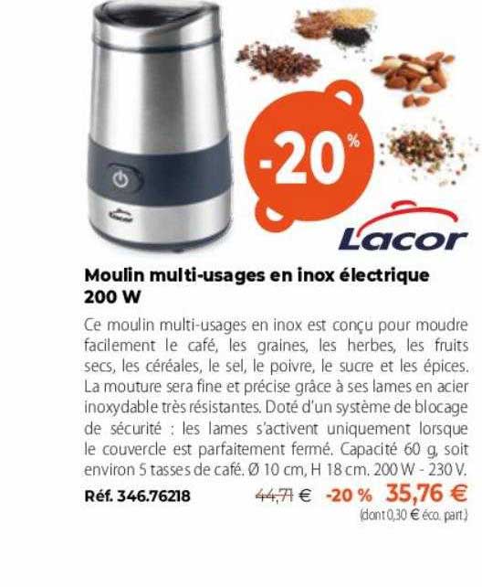 moulin multi-usages en inox électrique 200 w