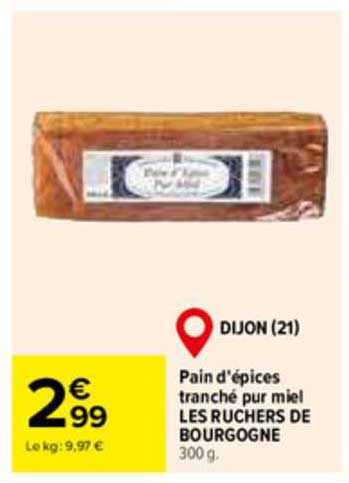 pain d'épices tranché pur miel les ruchers de bourgogne