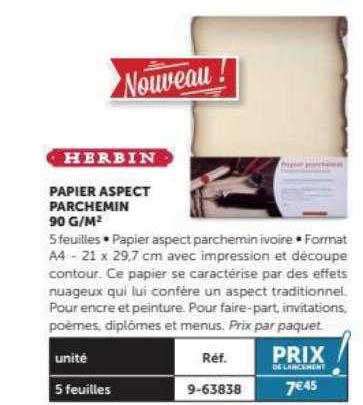 papier aspect parchemin 90 g-m²