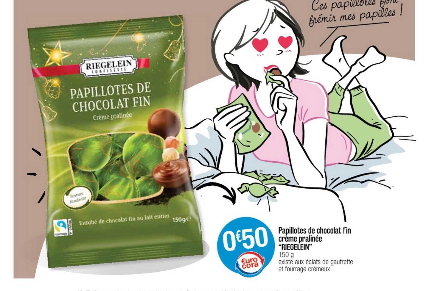 papillotes de chocolat fin crème pralinée "riegelein"