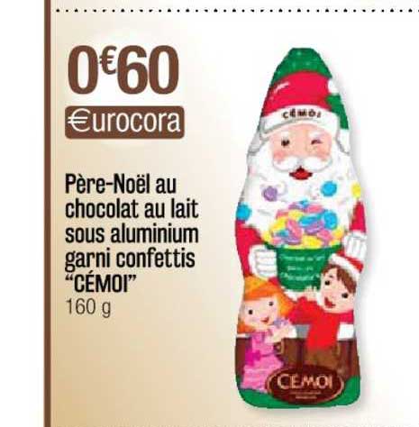 père-noël au chocolat au lait sous aluminium garni confettis "cémoi"