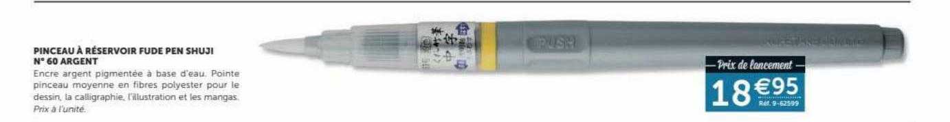 Pinceau à Réservoir Fude Pen Shuji N° 60 Argent
