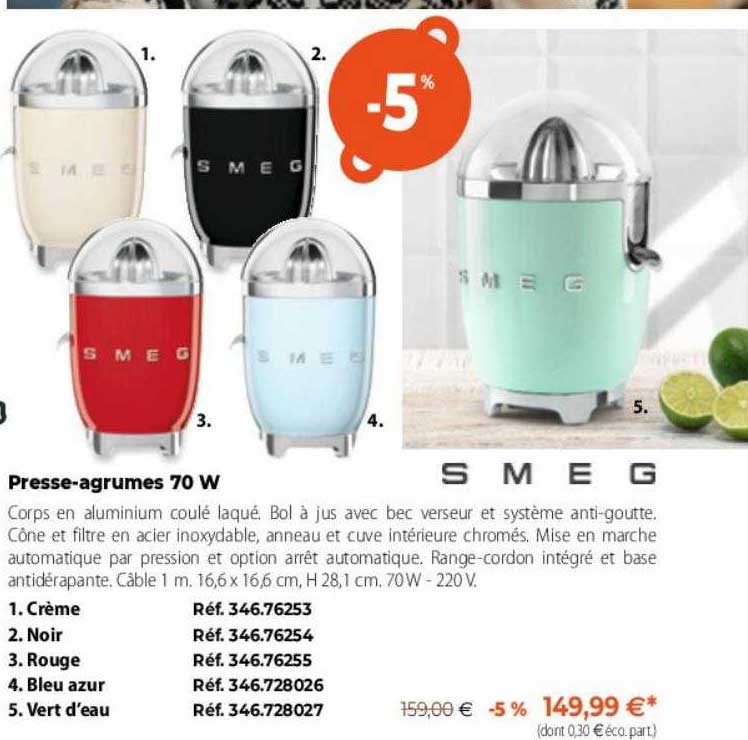 presse-agrumes 70 w smeg
