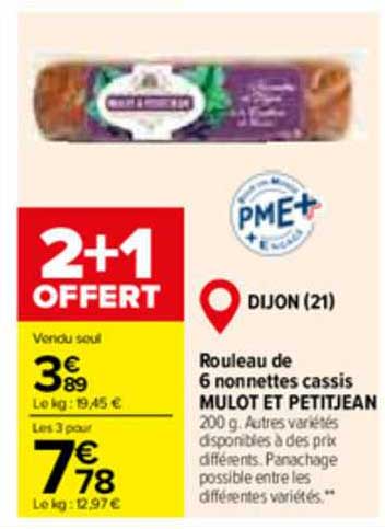 rouleau de 6 nonnettes cassis mulot et petijean