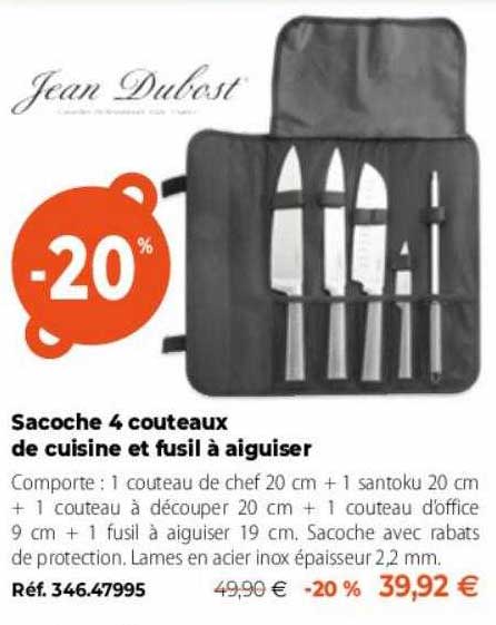 sacoche 4 couteaux de cuisine et fusil à aiguiser