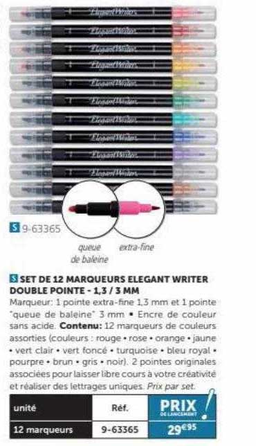 set de 12 marqueurs élégant writer double pointe - 1,3 - 3 mm