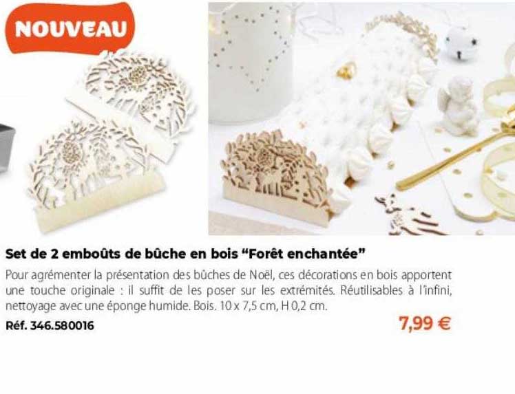 set de 2 embouts de bûche en bois "forêt enchantée"