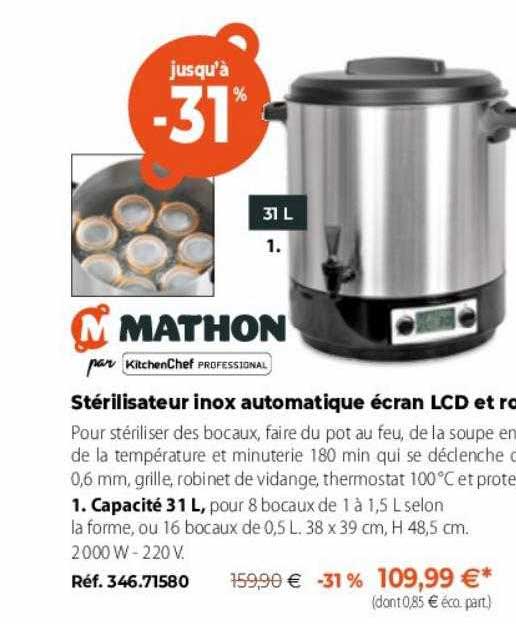 stérilisateur inox automatique écran lcd