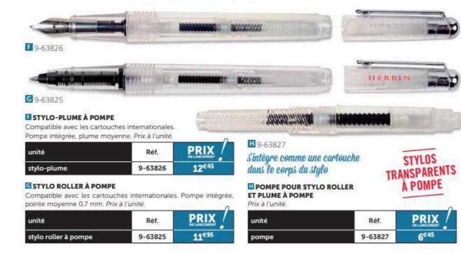 Stylo-plume à Pompe, Stylo Roller à Pompe, Pompe Pour Stylo Roller Et Plume à Pompe