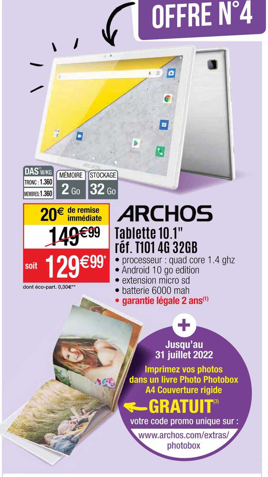tablette 10.1" archos réf. t101 4g 32gb