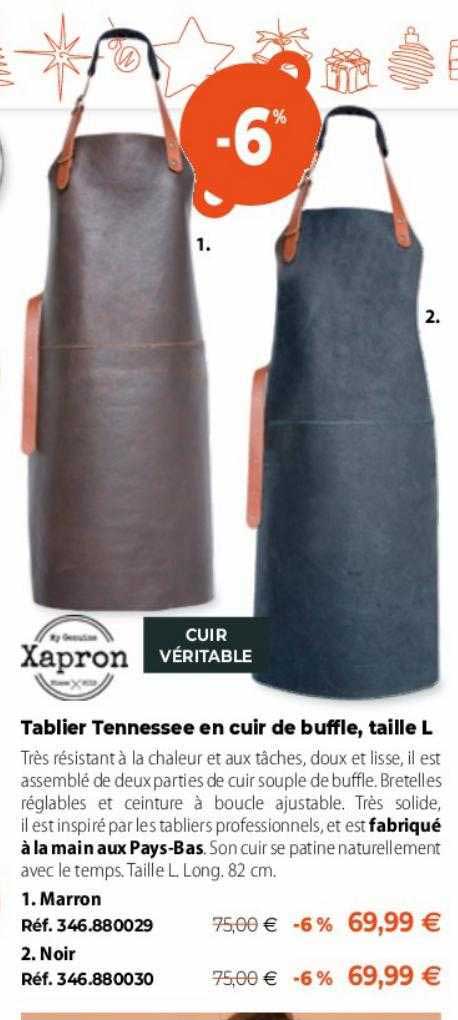 tablier tennessee en cuir de buffle, taille l