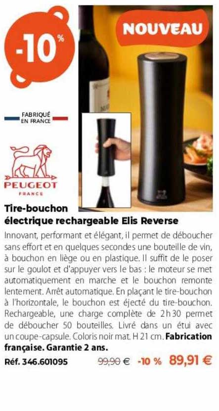 tire-bouchon électrique rechargeable elis reverse