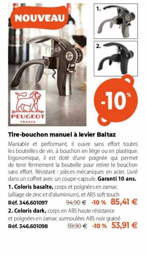 tire-bouchon manuel à levier baltaz